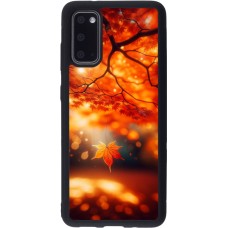 Coque Samsung Galaxy S20 - Silicone rigide noir Automne Magique Orange