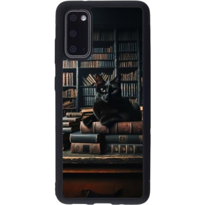 Coque Samsung Galaxy S20 - Silicone rigide noir Chat livres sombres