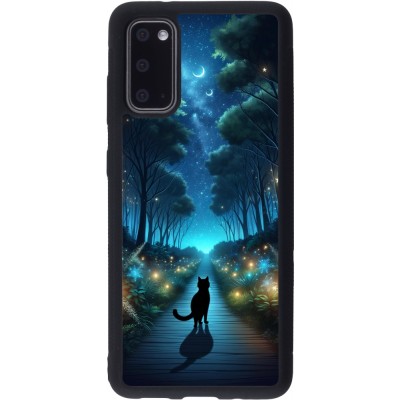 Coque Samsung Galaxy S20 - Silicone rigide noir Chat noir promenade