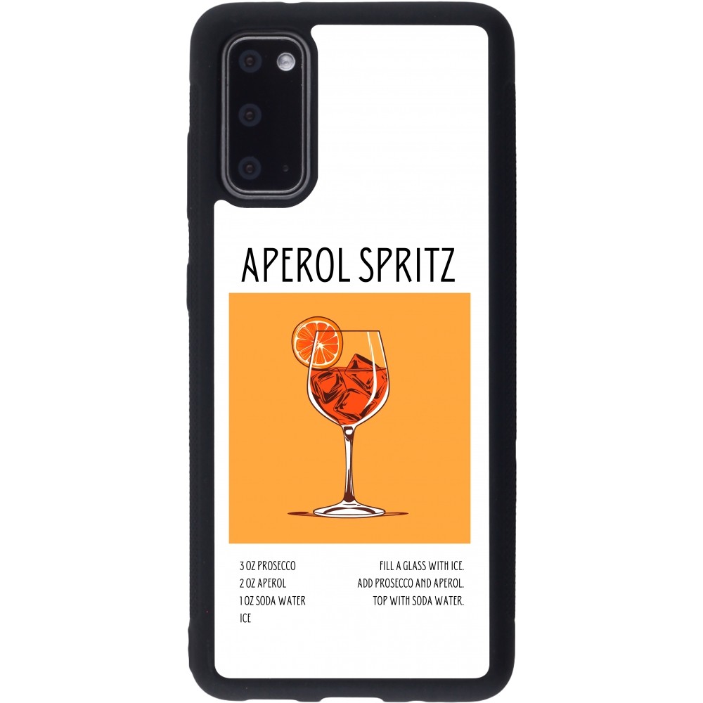 Coque Samsung Galaxy S20 - Silicone rigide noir Cocktail recette Aperol Spritz