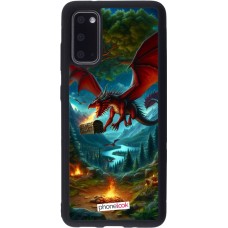 Coque Samsung Galaxy S20 - Silicone rigide noir Dragon Volant Forêt Trésor