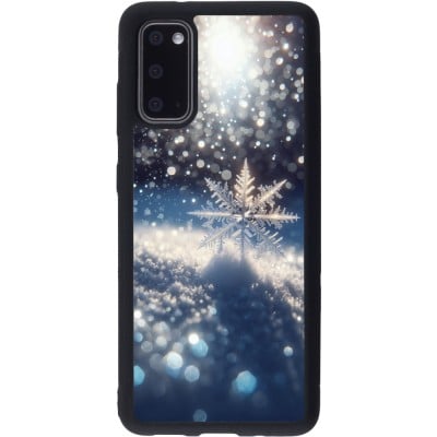 Coque Samsung Galaxy S20 - Silicone rigide noir Flocon Solaire Éclat