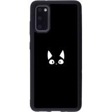 Coque Samsung Galaxy S20 - Silicone rigide noir Funny cat on black