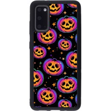 Coque Samsung Galaxy S20 - Silicone rigide noir Halloween 2024 rainbow pumpkins