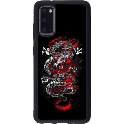 Coque Samsung Galaxy S20 - Silicone rigide noir Japanese style Dragon Tattoo Red Black