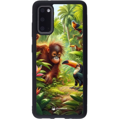 Coque Samsung Galaxy S20 - Silicone rigide noir Jungle Tropicale Tayrona