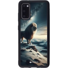 Coque Samsung Galaxy S20 - Silicone rigide noir Le lion blanc