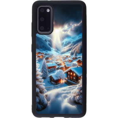 Coque Samsung Galaxy S20 - Silicone rigide noir Mont Neige Lumière