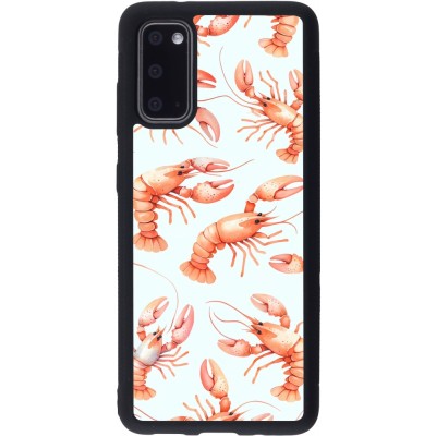 Coque Samsung Galaxy S20 - Silicone rigide noir Pattern de homards pastels