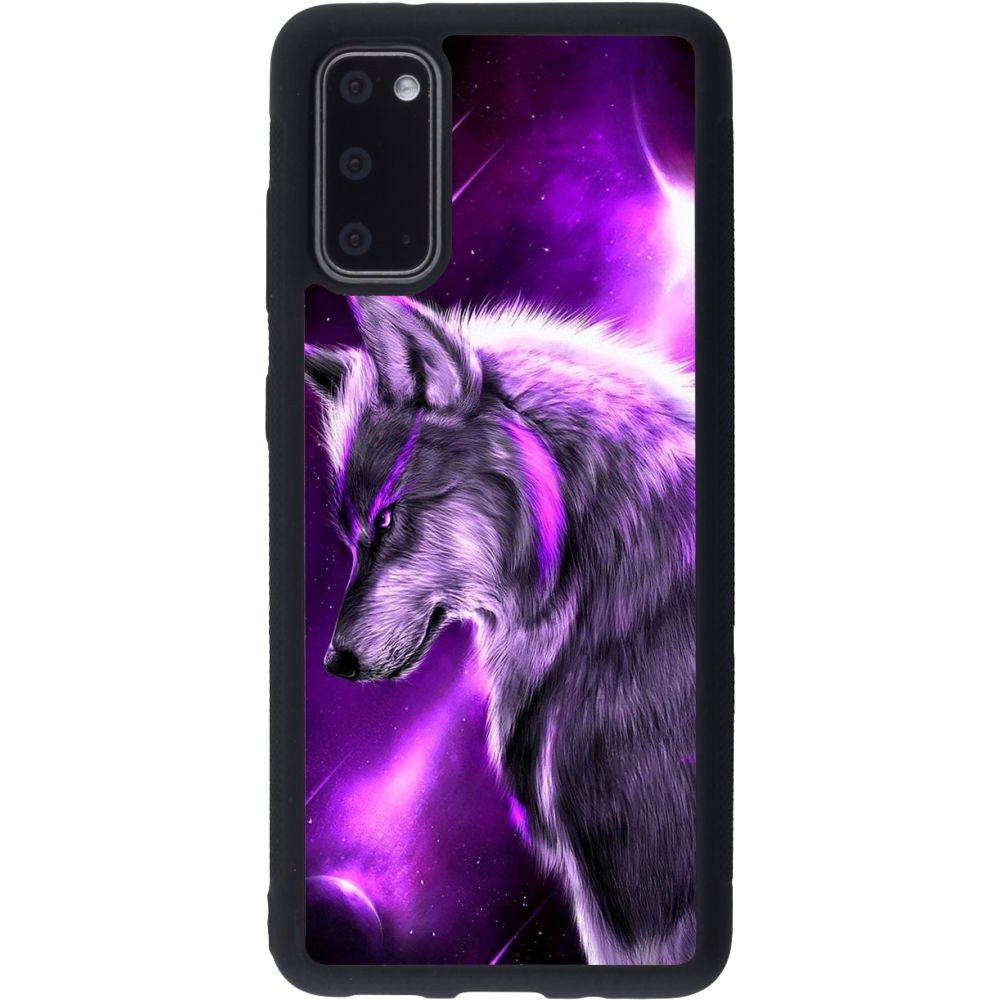 Coque Samsung Galaxy S20 - Silicone rigide noir Purple Sky Wolf