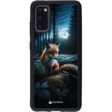 Coque Samsung Galaxy S20 - Silicone rigide noir Renard lune forêt