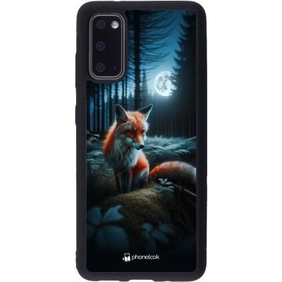 Coque Samsung Galaxy S20 - Silicone rigide noir Renard lune forêt