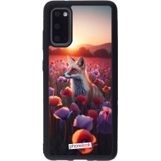 Coque Samsung Galaxy S20 - Silicone rigide noir Renard pourpre au crépuscule