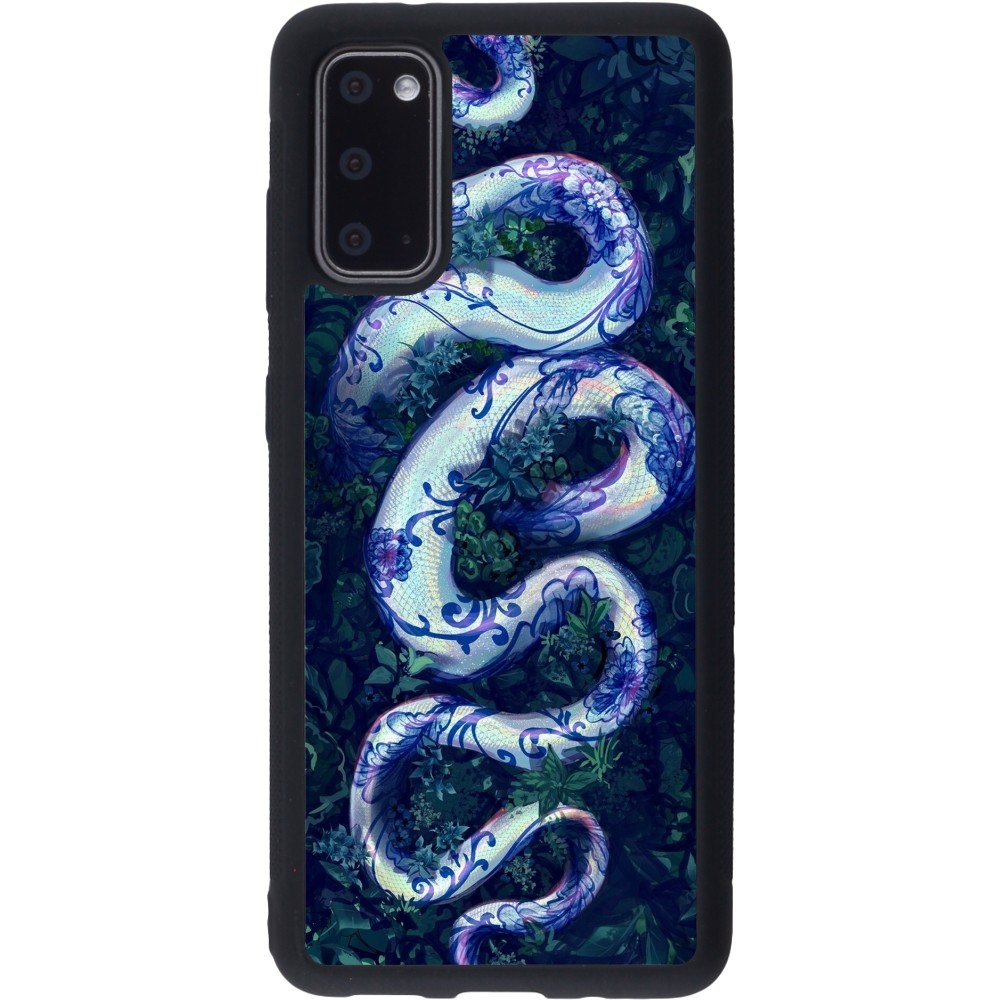 Coque Samsung Galaxy S20 - Silicone rigide noir Serpent Blue Anaconda