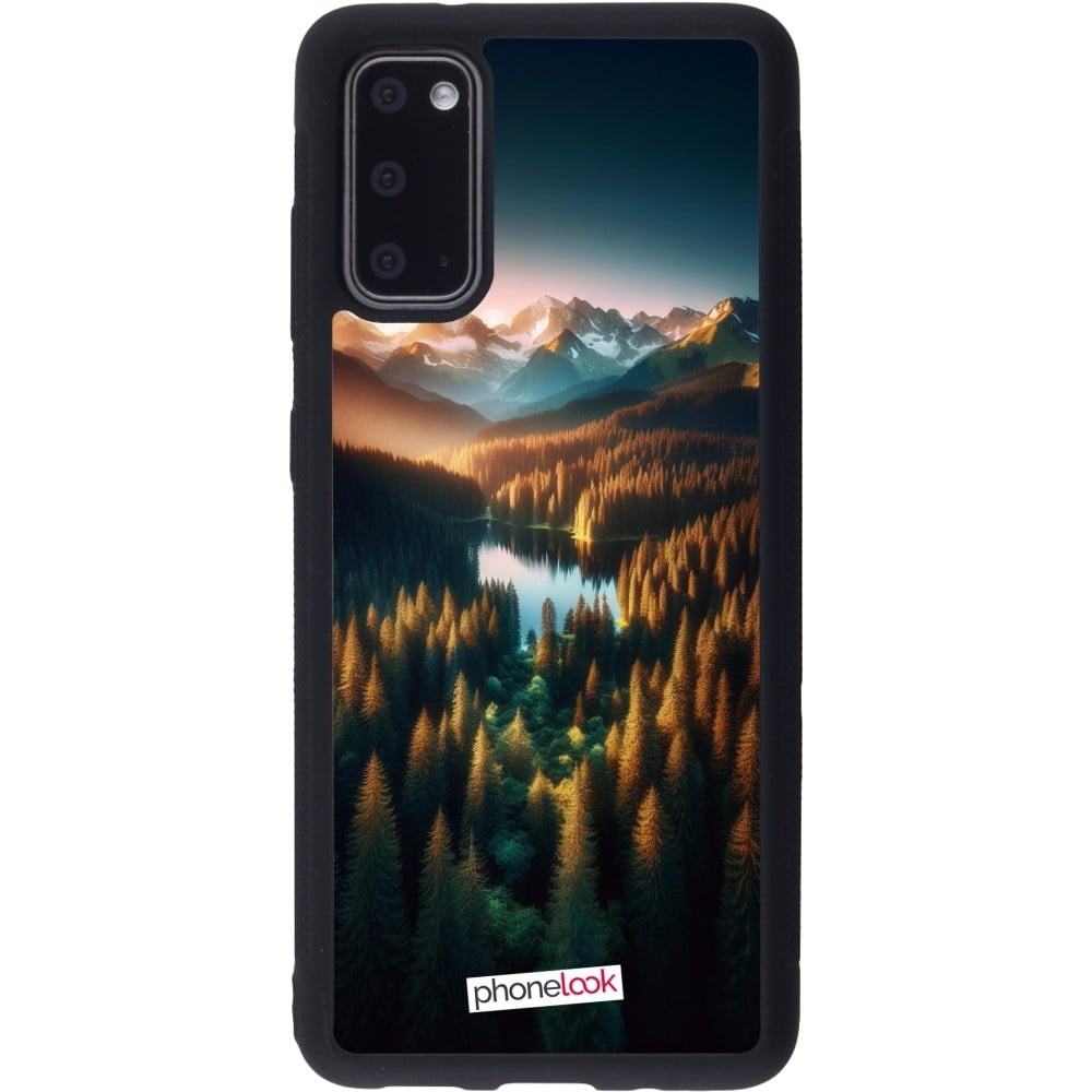 Coque Samsung Galaxy S20 - Silicone rigide noir Sunset Forest Lake