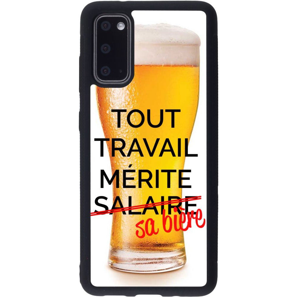 Coque Samsung Galaxy S20 - Silicone rigide noir Tout travail mérite sa bière