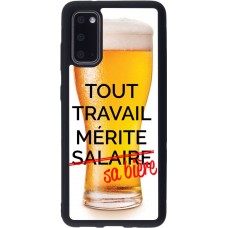 Coque Samsung Galaxy S20 - Silicone rigide noir Tout travail mérite sa bière