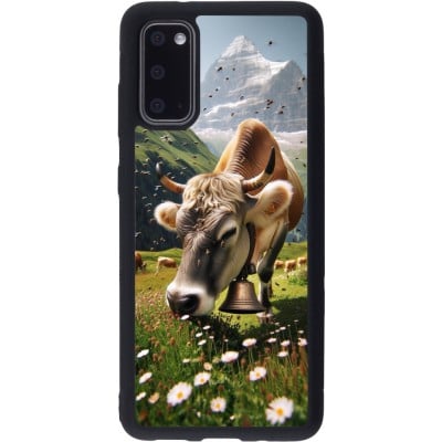 Coque Samsung Galaxy S20 - Silicone rigide noir Vache montagne Valais