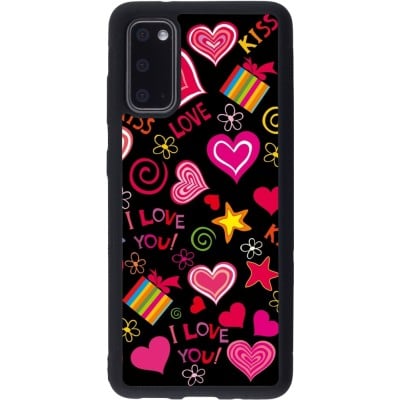 Coque Samsung Galaxy S20 - Silicone rigide noir Valentine 2023 love symbols