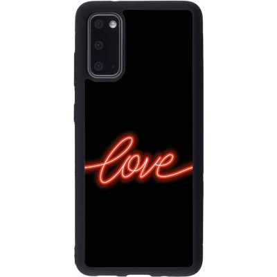 Coque Samsung Galaxy S20 - Silicone rigide noir Valentine 2023 neon love