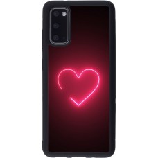 Coque Samsung Galaxy S20 - Silicone rigide noir Valentine 2023 single neon heart