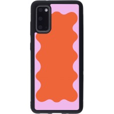 Coque Samsung Galaxy S20 - Silicone rigide noir Wavy Rectangle Orange Pink