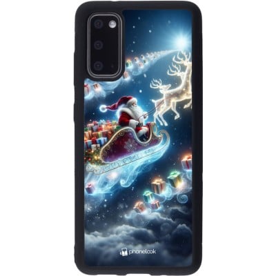 Coque Samsung Galaxy S20 - Silicone rigide noir Noël 2023 Père Noël enchanté