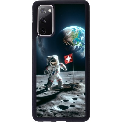 Coque Samsung Galaxy S20 FE 5G - Silicone rigide noir Astro Suisse sur lune