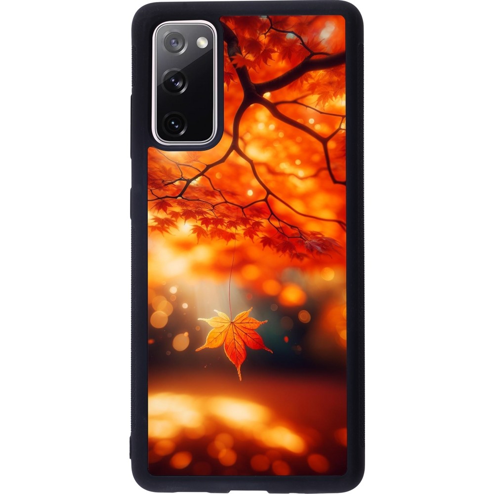 Coque Samsung Galaxy S20 FE 5G - Silicone rigide noir Automne Magique Orange