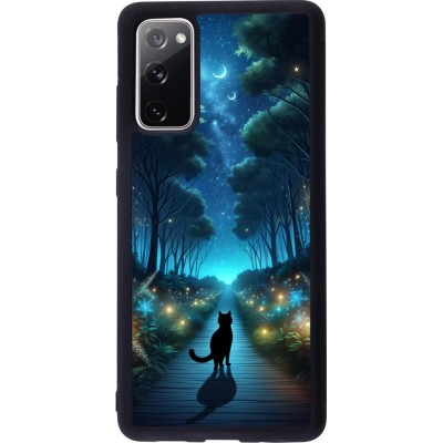 Coque Samsung Galaxy S20 FE 5G - Silicone rigide noir Chat noir promenade