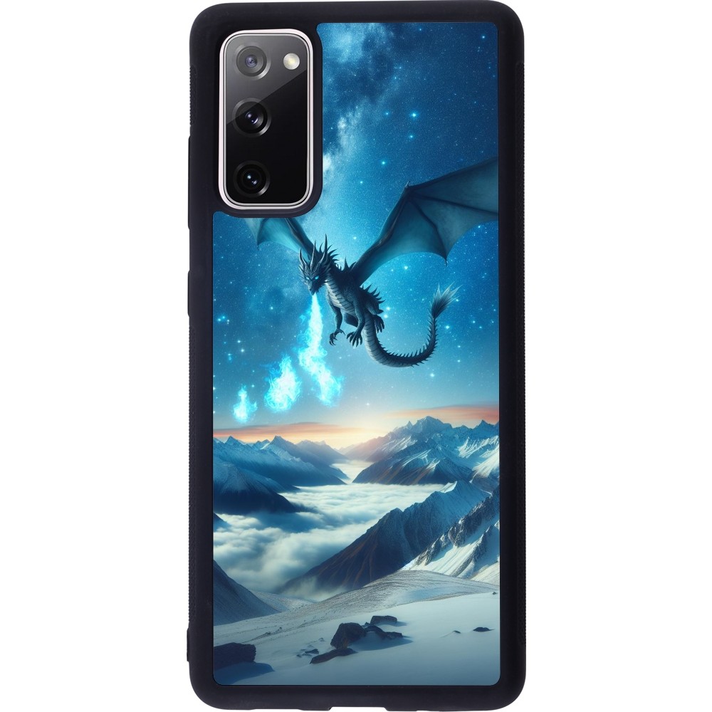 Coque Samsung Galaxy S20 FE 5G - Silicone rigide noir Dragon nocturne montagne