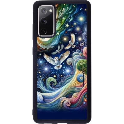 Coque Samsung Galaxy S20 FE 5G - Silicone rigide noir hibou volant floral