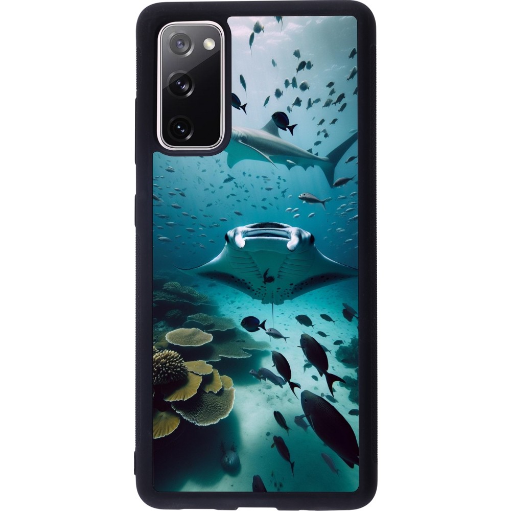 Coque Samsung Galaxy S20 FE 5G - Silicone rigide noir Manta Lagon Nettoyage