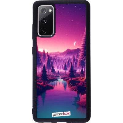 Coque Samsung Galaxy S20 FE 5G - Silicone rigide noir Paysage Violet-Rose