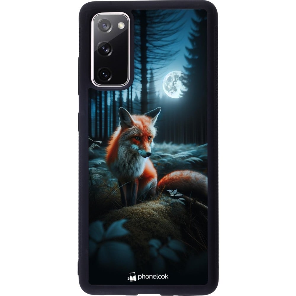 Coque Samsung Galaxy S20 FE 5G - Silicone rigide noir Renard lune forêt