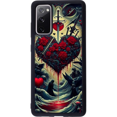 Coque Samsung Galaxy S20 FE 5G - Silicone rigide noir Dark Love Coeur Sang