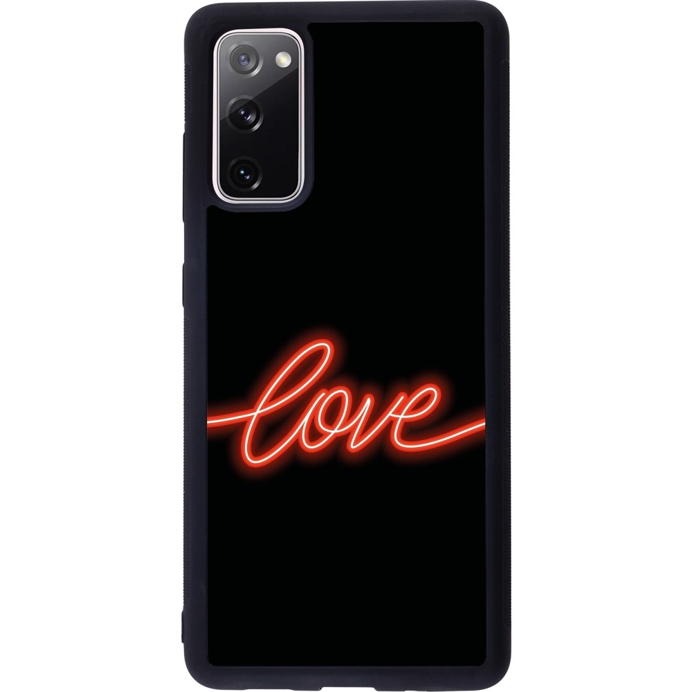 Coque Samsung Galaxy S20 FE 5G - Silicone rigide noir Valentine 2023 neon love