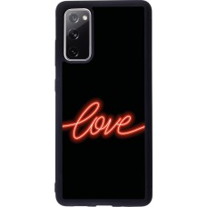 Coque Samsung Galaxy S20 FE 5G - Silicone rigide noir Valentine 2023 neon love