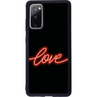 Coque Samsung Galaxy S20 FE 5G - Silicone rigide noir Valentine 2023 neon love