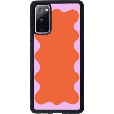 Coque Samsung Galaxy S20 FE 5G - Silicone rigide noir Wavy Rectangle Orange Pink