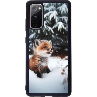 Coque Samsung Galaxy S20 FE 5G - Silicone rigide noir Noël 2023 Renardeau sapin