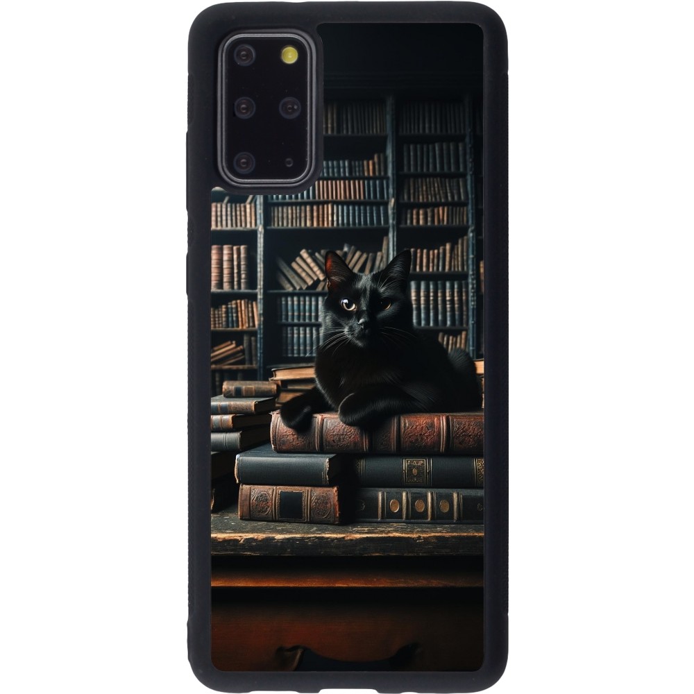 Coque Samsung Galaxy S20+ - Silicone rigide noir Chat livres sombres