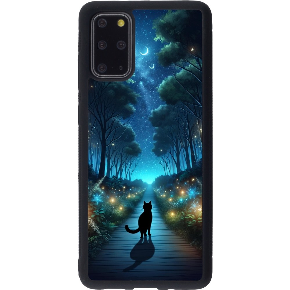 Coque Samsung Galaxy S20+ - Silicone rigide noir Chat noir promenade