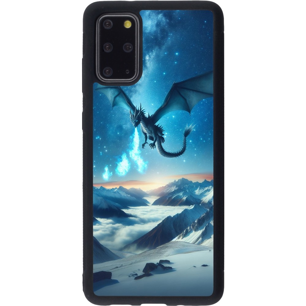 Coque Samsung Galaxy S20+ - Silicone rigide noir Dragon nocturne montagne