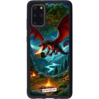 Coque Samsung Galaxy S20+ - Silicone rigide noir Dragon Volant Forêt Trésor