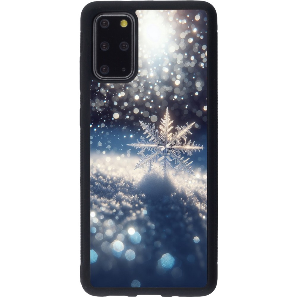 Coque Samsung Galaxy S20+ - Silicone rigide noir Flocon Solaire Éclat