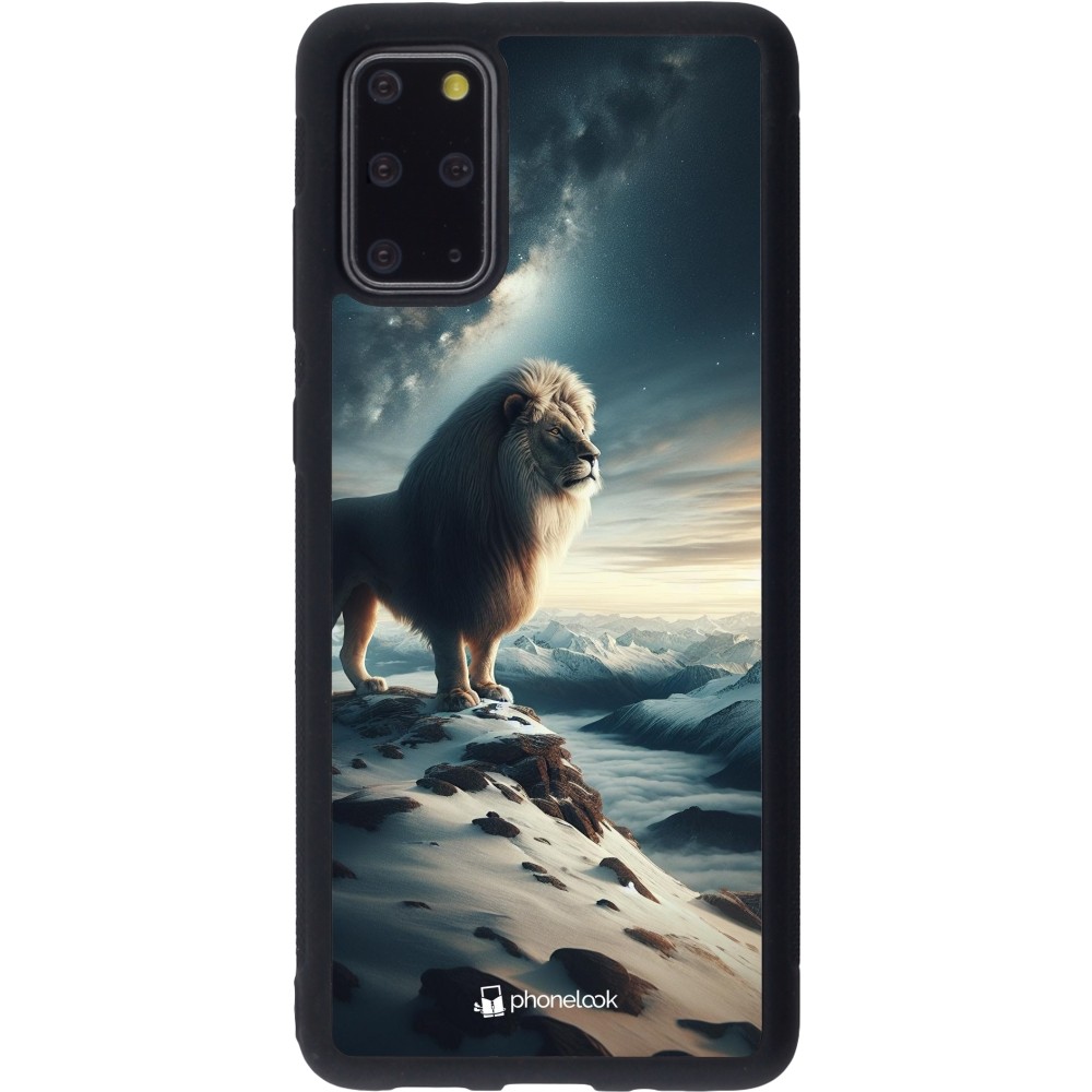 Coque Samsung Galaxy S20+ - Silicone rigide noir Le lion blanc