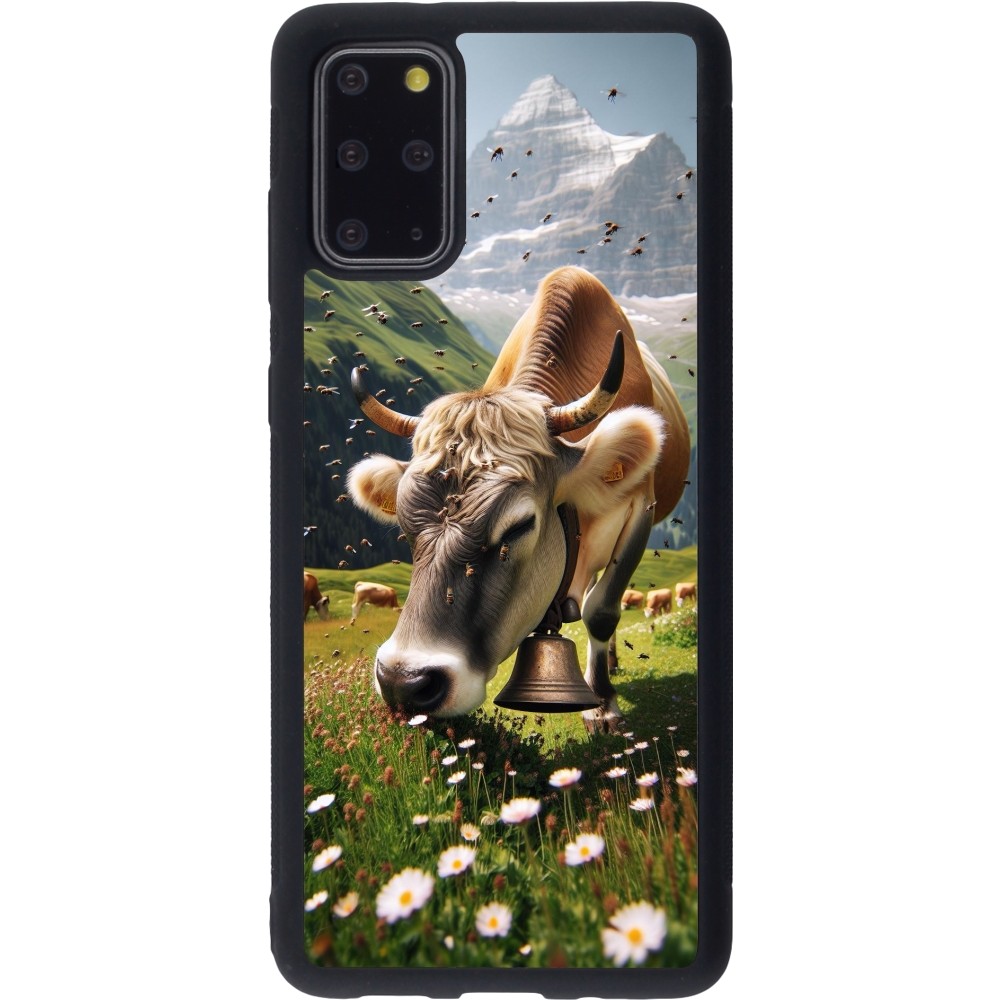 Coque Samsung Galaxy S20+ - Silicone rigide noir Vache montagne Valais