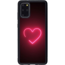 Coque Samsung Galaxy S20+ - Silicone rigide noir Valentine 2023 single neon heart