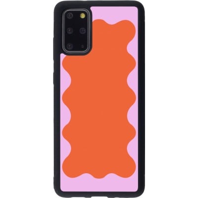 Coque Samsung Galaxy S20+ - Silicone rigide noir Wavy Rectangle Orange Pink